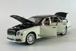 Bentley Mulsanne 1:24 Scale Luxury Sedan Diecast Model Car Grey by Che Zhi — Metal Body Collector Display